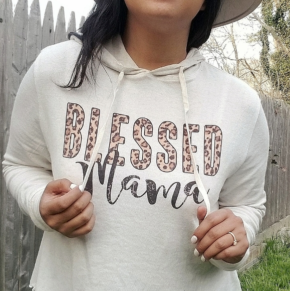 BLESSED MAMA LOGO GRAPHIC HOODIE TOP - Picture 15 of 15